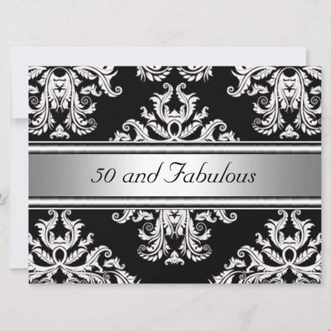 50 och fantastisk Damask-födelsedagsfest Inbjudningar (Framsida)