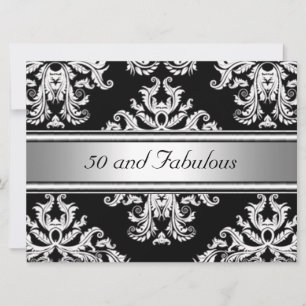 50 och fantastisk Damask-födelsedagsfest Inbjudningar