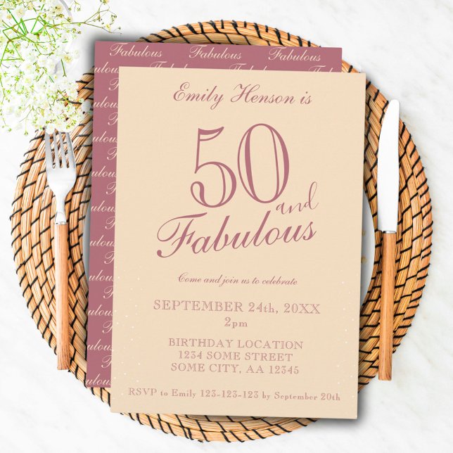 50 och fantastisk elegant skript födelsedag inbjudningar (Skapare uppladdad)