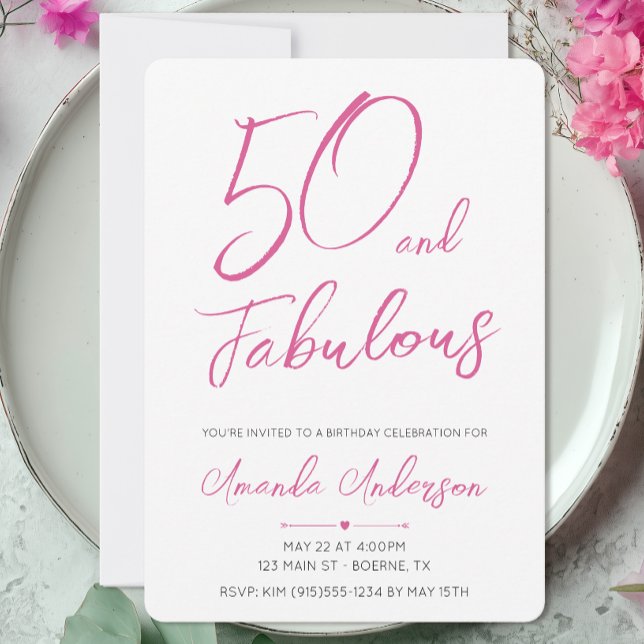50 och fantastisk femtioårsdag inbjudningar (Fifty and Fabulous Birthday Party Invitation)