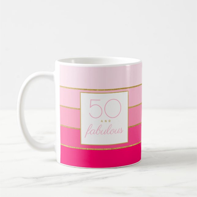 50 och fantastisk födelsedag rosa guld kaffemugg (Vänster)