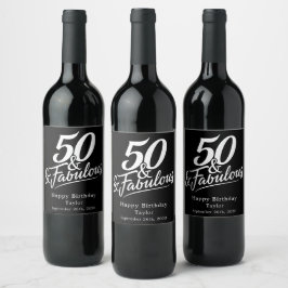 50 och fantastisk födelsedags Chic Script Anpassad Vinflaska Etikett