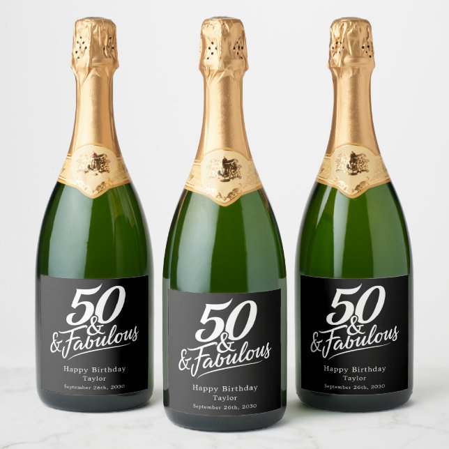 50 och fantastisk födelsedagschic anpassad skrift (Flaskor)