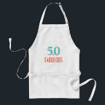 50 och fantastisk födelsedagsfest förkläde<br><div class="desc">Firar att du vrider 50 med den här eleganten 50:e födelsedag: 50 och fantastisk text i korall- och pastellgrönt.</div>