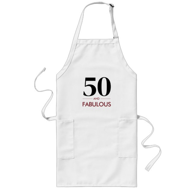 50 och fantastisk födelsedagsfest med körsbärsvin långt förkläde (Framsidan)