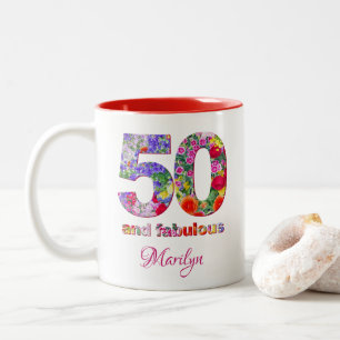 50 och fantastisk födelsedagsfest, modernt kaffe m Två-Tonad mugg