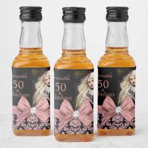 50 och fantastisk födelsedagsfest monogram namn sp spritflaskor etikett