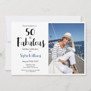 50 och fantastisk foto 50-årsfest inbjudningar