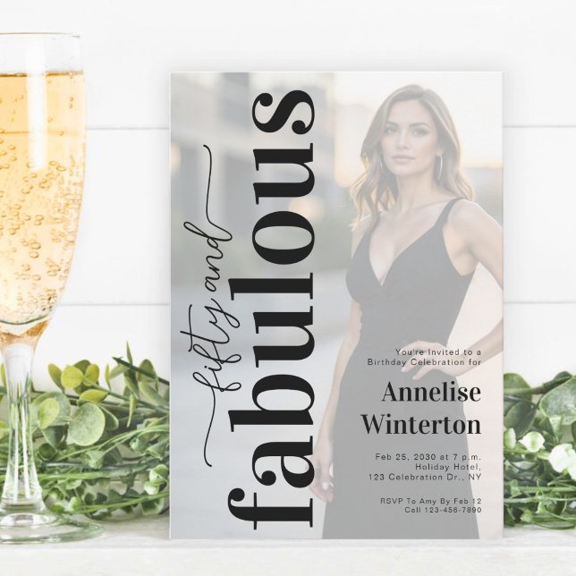 50 och fantastisk foto 50-årsfirande inbjudningar (Skapare uppladdad)