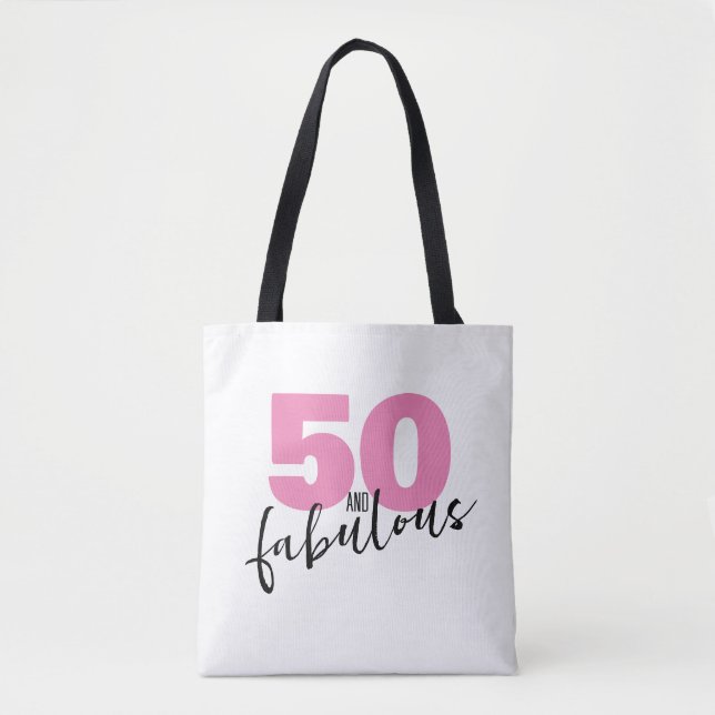 50 och fantastisk gåva 50:e födelsedagens rosa tygkasse (Framsida)