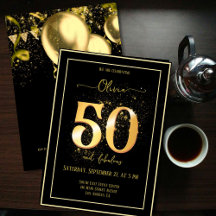50 och fantastisk gnistrande guld svart födelsedag