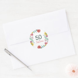50 och fantastisk grön elegant blomster vattenfärg runt klistermärke