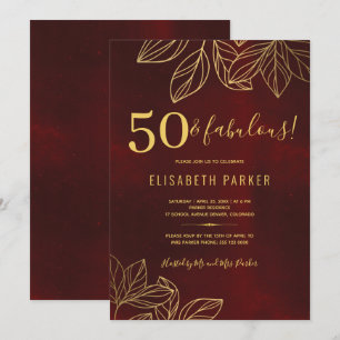 50 och fantastisk gul elegant 50-årsfest inbjudningar