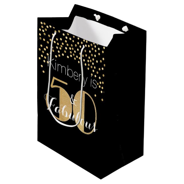 50 och fantastisk guld personlig födelsedagsfest (Framsidan Vinklad)