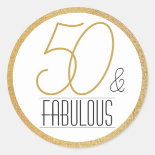 50 och fantastisk guld personlig födelsedagsfest runt klistermärke