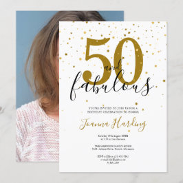 50 och fantastisk guld svart 50-års födelsedagsfot inbjudningar