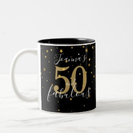 50 och fantastisk guld svart skrift 50-årsdag Två-Tonad mugg