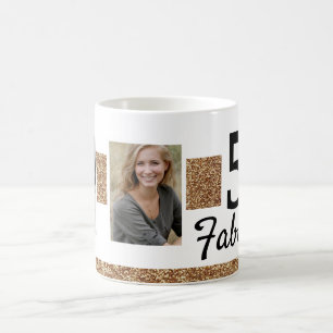 50 och fantastisk guldglitter 2 foto 50-årsdag kaffemugg