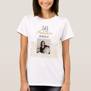 50 och fantastisk guldglitter foto 50-årsdag t shirt