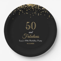 50 och fantastisk guldglitter och svart födelsedag