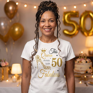 50 och fantastisk guldglitter t shirt