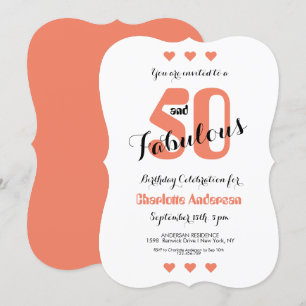 50 och fantastisk korallhjärtans 50-årsfest inbjudningar