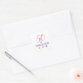50 och fantastisk kul lila tusenskönor fyrkantigt klistermärke