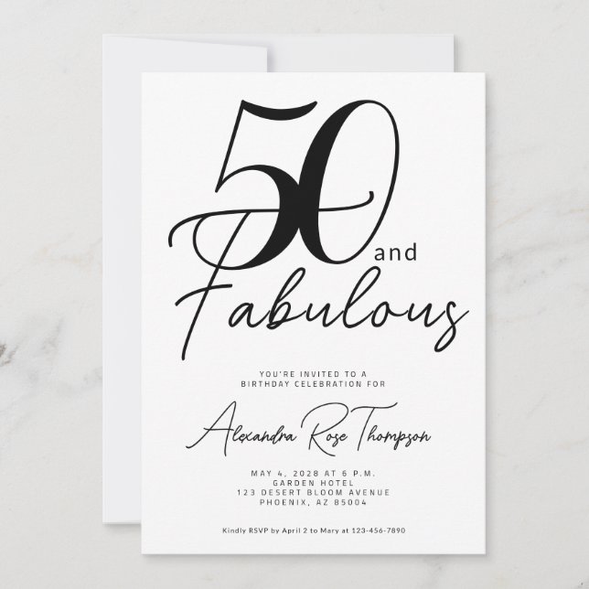 50 och fantastisk manus 50-årsfest inbjudningar (Framsida)