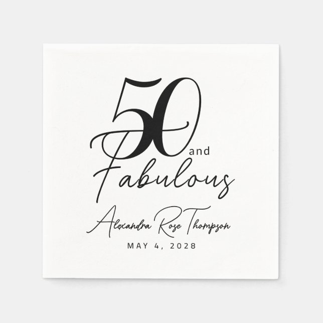 50 och fantastisk manus 50-årsfest pappersservett (Framsidan)