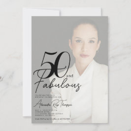 50 och fantastisk manusfoto 50-årsfest inbjudningar