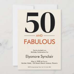 50 och fantastisk minimal elegant 50-årsdag inbjudningar
