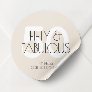 50 och fantastisk modern Beige femtio Födelsedagsf Runt Klistermärke