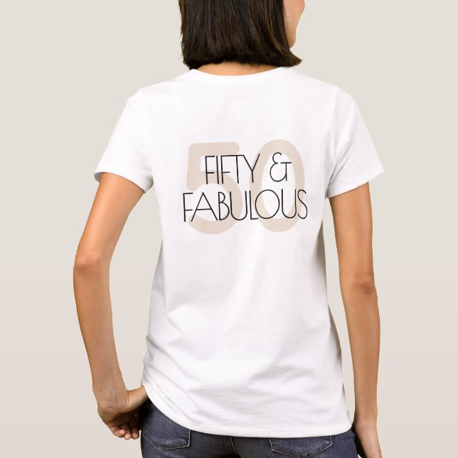 50 och fantastisk modern Beige femtio Födelsedagsf T Shirt (Baksida)