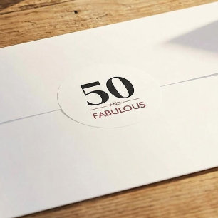 50 och fantastisk modern körsbärsvin födelsedagsfr runt klistermärke