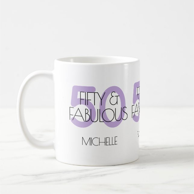 50 och fantastisk modern Lila 50-Födelsedagsfest Kaffemugg (Vänster)