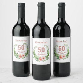 50 och fantastisk modern personlig för rosa vinflaska etikett