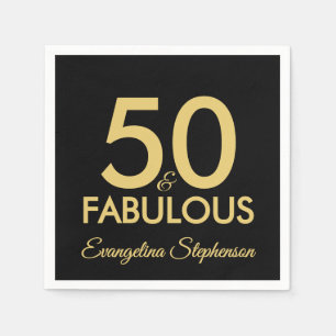 50 och fantastisk modern svart guld 50-årsdag pappersservett