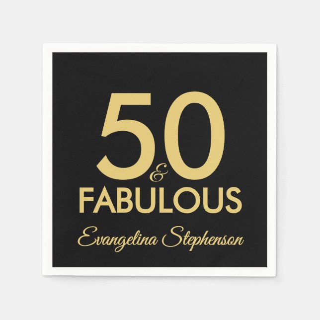 50 och fantastisk modern svart guld 50-årsdag pappersservett (Framsidan)