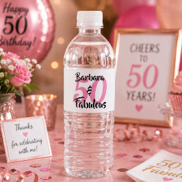 50 och fantastisk personlig födelsedagsfest vattenflaskor etikett