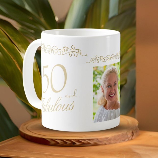 50 och fantastisk prydnad 50-års födelsedagsfoto kaffemugg (Skapare uppladdad)
