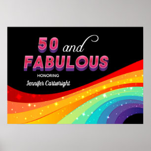 50 och fantastisk regnbåge 50-årsfest poster