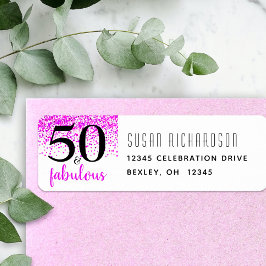 50 och fantastisk returadress på shock rosa födels returadress etikett