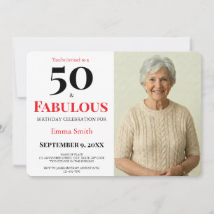 50 och fantastisk röd 50-årsfest inbjudningar