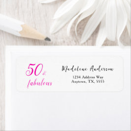 50 och fantastisk rosa 50-årsdag Returadress Returadress Etikett