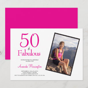 50 och fantastisk rosa 50-årsfest inbjudningar