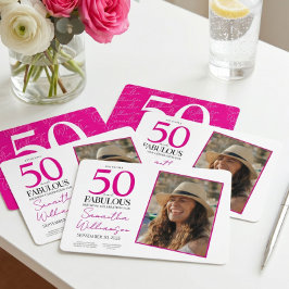 50 och fantastisk rosa 50-årsfest inbjudningar