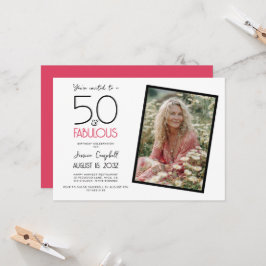 50 och fantastisk rosa 50-årsfest inbjudningar