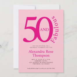 50 och fantastisk rosa 50-årsfest inbjudningar