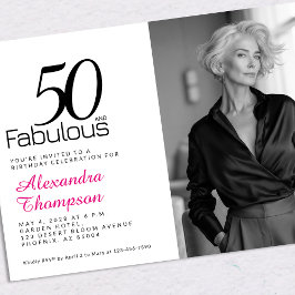 50 och fantastisk rosa 50-årsfirande inbjudningar