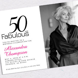 50 och fantastisk rosa 50-årsfirande inbjudningar